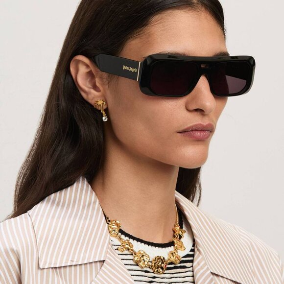 Palm Angels PERI102 WILLOW 1807 Sunglasses Yellow Rectangle Frame, Grey Lenses main image 5